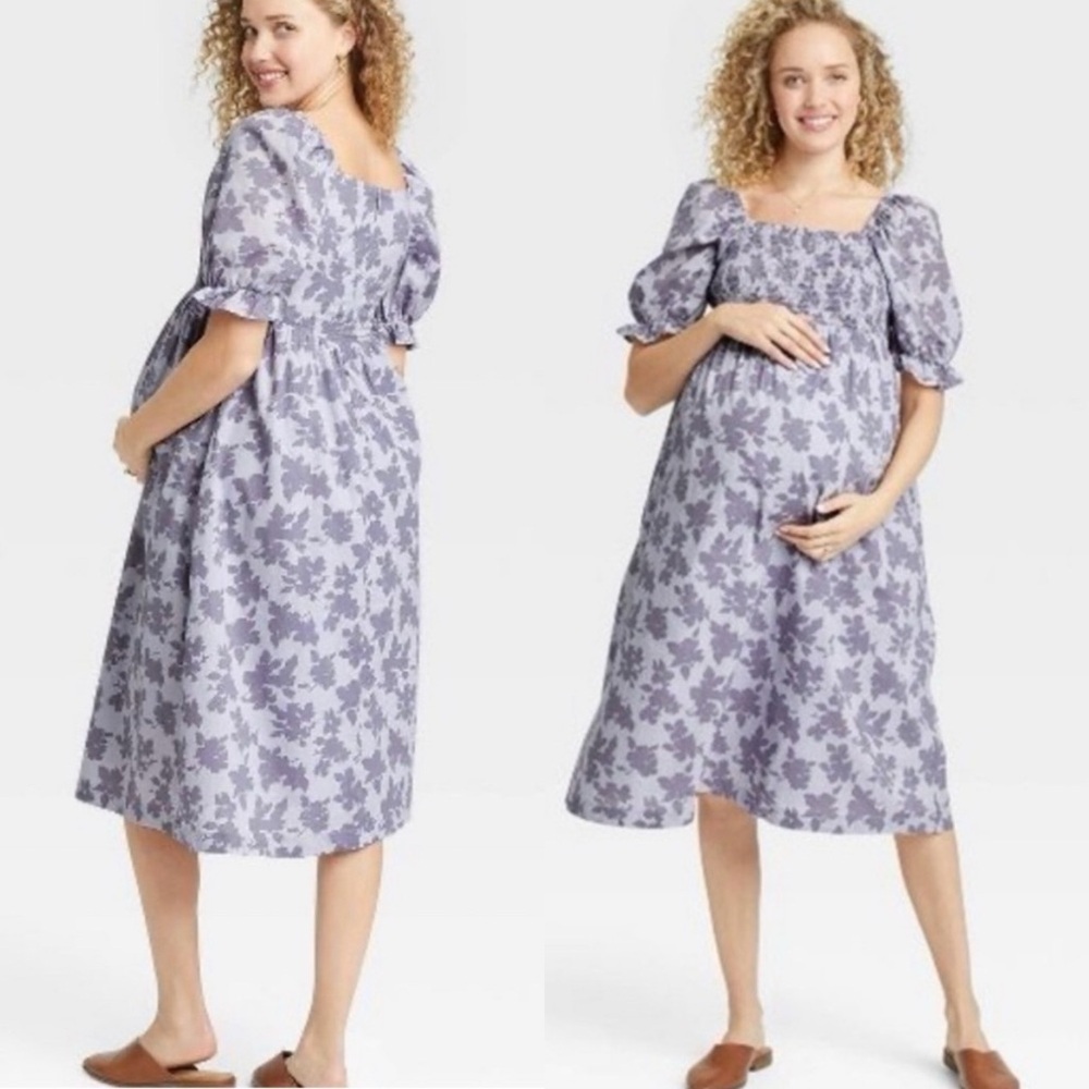 Floral Maternity Dress in Purple